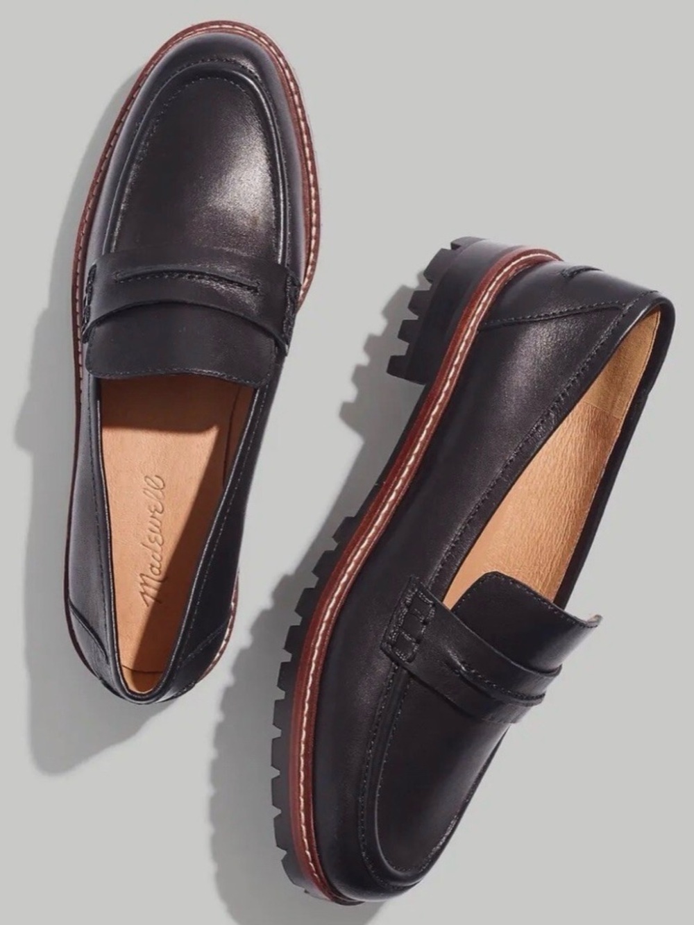 Madewell Corinne Lugsole Black Leather Penny Loafers IMMACULATE SZ7